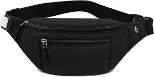 Fanny Packs, Waterproof Waist Bag Pack Belt Bag with Adjustable Strap for Men and Women, Compact Cross Body Fanny Pack with Multi-pockets for Running, Walking, Hiking (black)