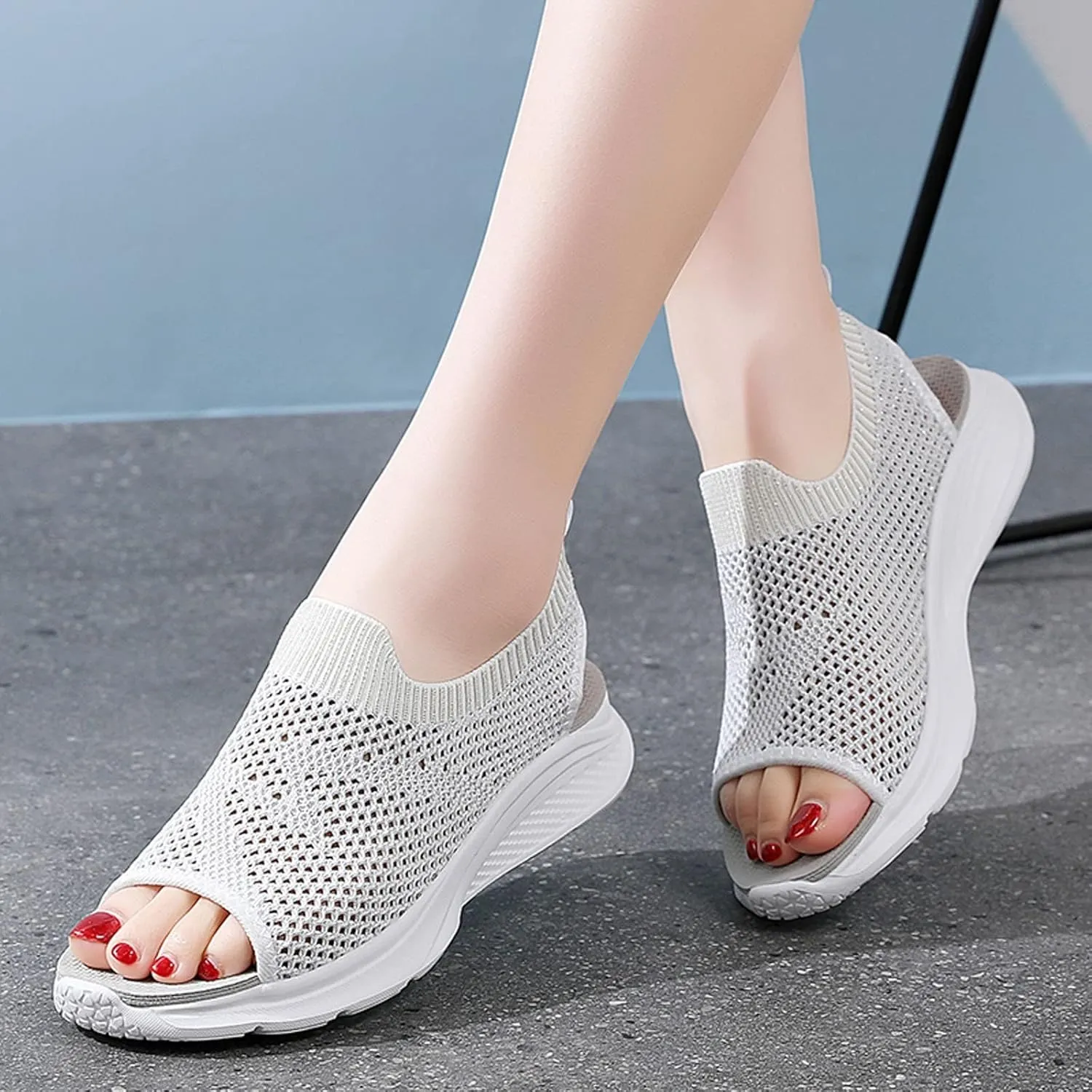 Fashion Mesh Women Breathable Wedges Beach Comfortable Summer Toe Sandals Shoes Sport Women's Sandals