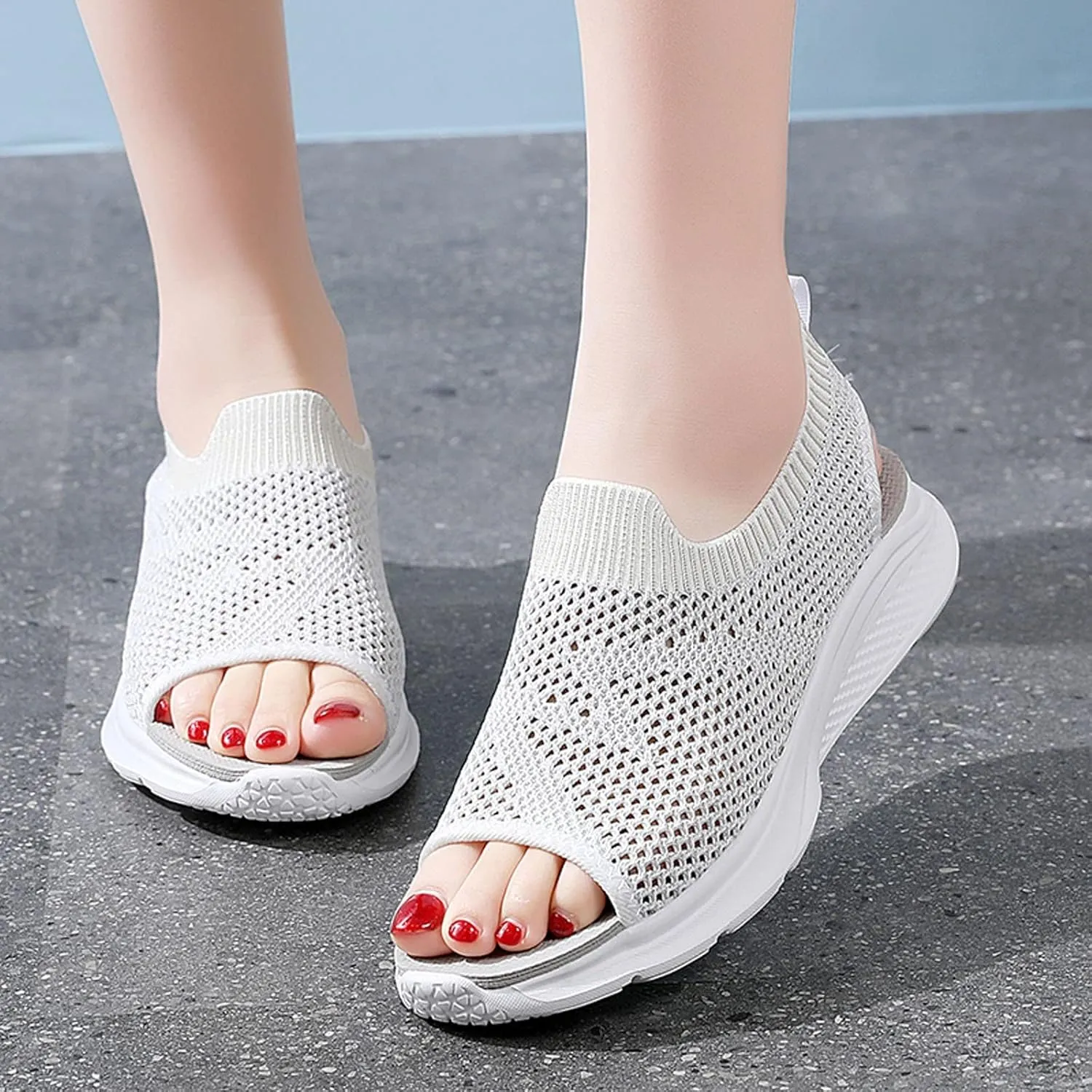 Fashion Mesh Women Breathable Wedges Beach Comfortable Summer Toe Sandals Shoes Sport Women's Sandals