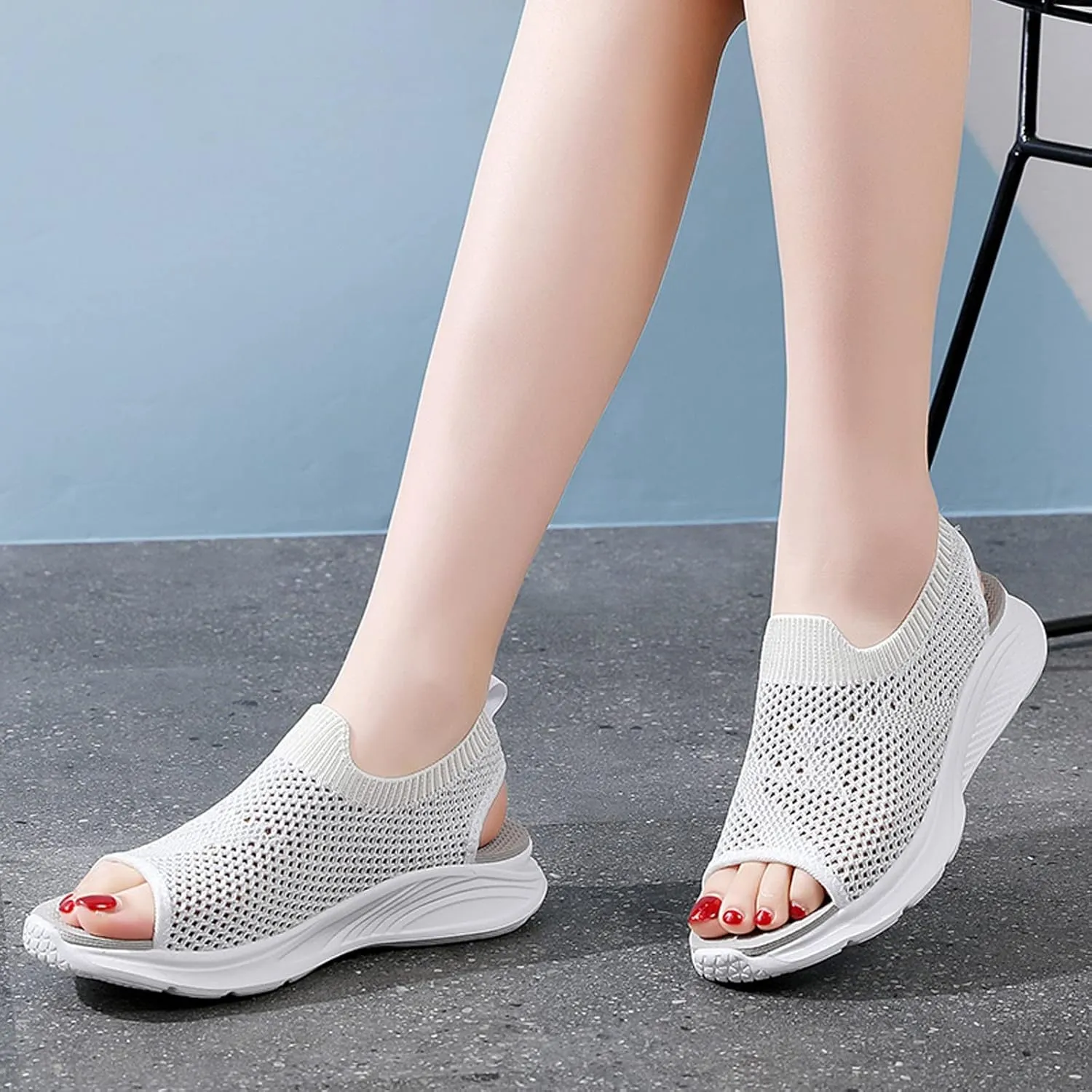 Fashion Mesh Women Breathable Wedges Beach Comfortable Summer Toe Sandals Shoes Sport Women's Sandals