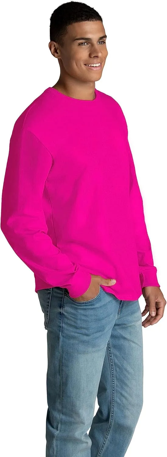 Fruit of the Loom Men's Eversoft Cotton Long Sleeve T Shirts, Breathable & Moisture Wicking with Odor Control