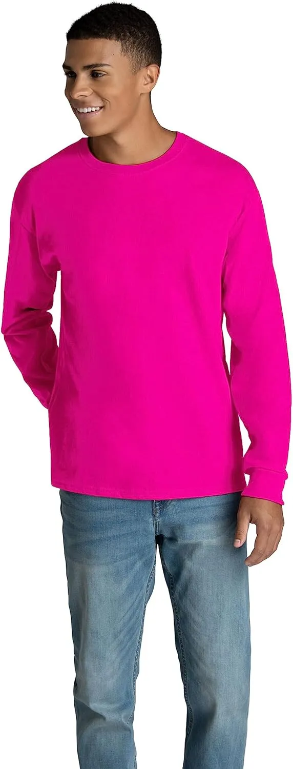 Fruit of the Loom Men's Eversoft Cotton Long Sleeve T Shirts, Breathable & Moisture Wicking with Odor Control
