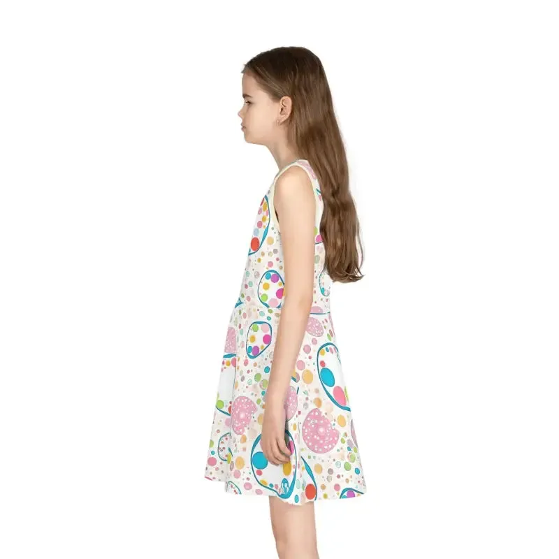 Girls Sleeveless Sundress with Abstract Circles