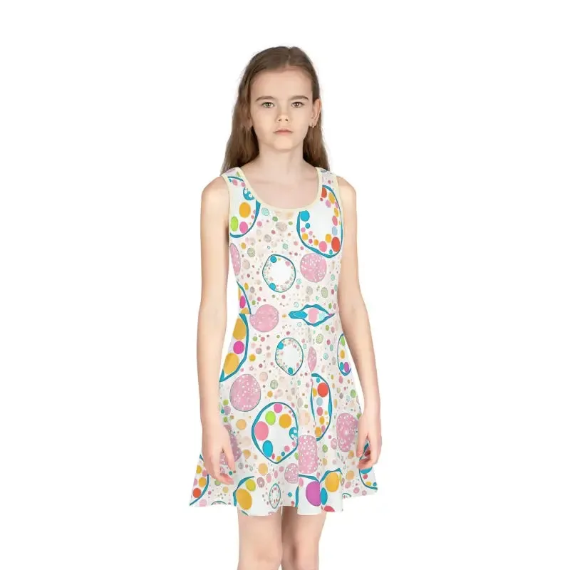 Girls Sleeveless Sundress with Abstract Circles