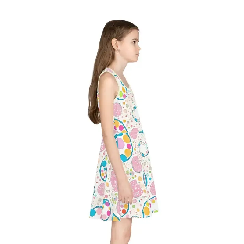 Girls Sleeveless Sundress with Abstract Circles