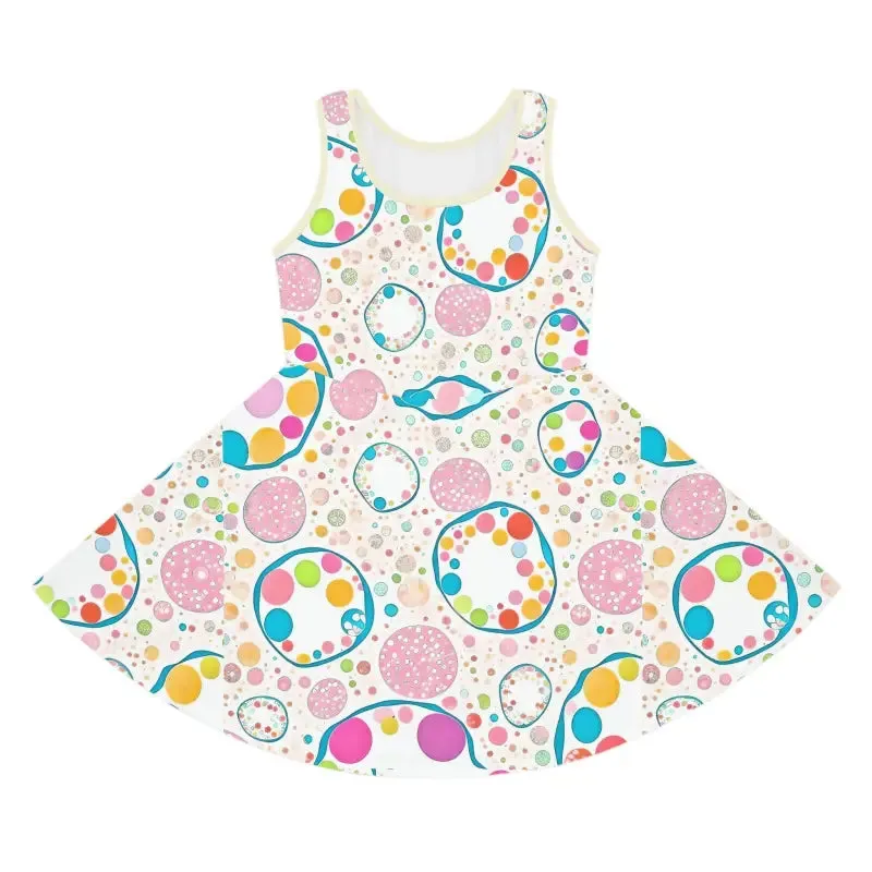 Girls Sleeveless Sundress with Abstract Circles
