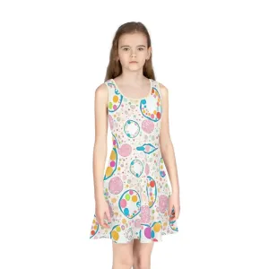 Girls Sleeveless Sundress with Abstract Circles
