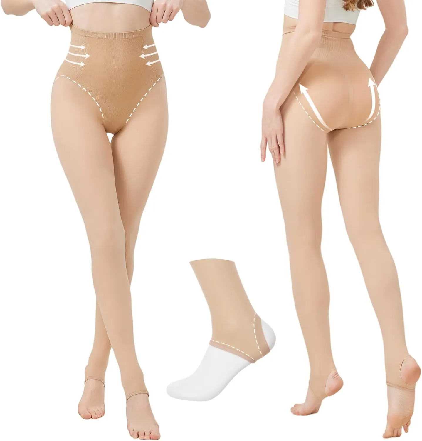 Golf Stockings UV Protection Leggings,UPF Stirrup & Footless Tights for Golf, Dance & Outdoor Sports