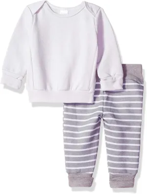 Hanes Baby Girls' Ultimate Baby Flexy Adjustable Fit Jogger with Sweatshirt Set