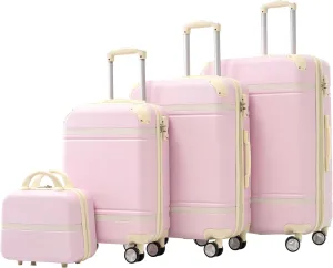 Hardshell Luggage Sets 4 Pieces 20" 24" 28" Luggages and Cosmetic Case Spinner Suitcase with TSA Lock Lightweight