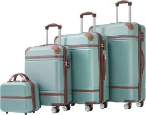 Hardshell Luggage Sets 4 Pieces 20" 24" 28" Luggages and Cosmetic Case Spinner Suitcase with TSA Lock Lightweight