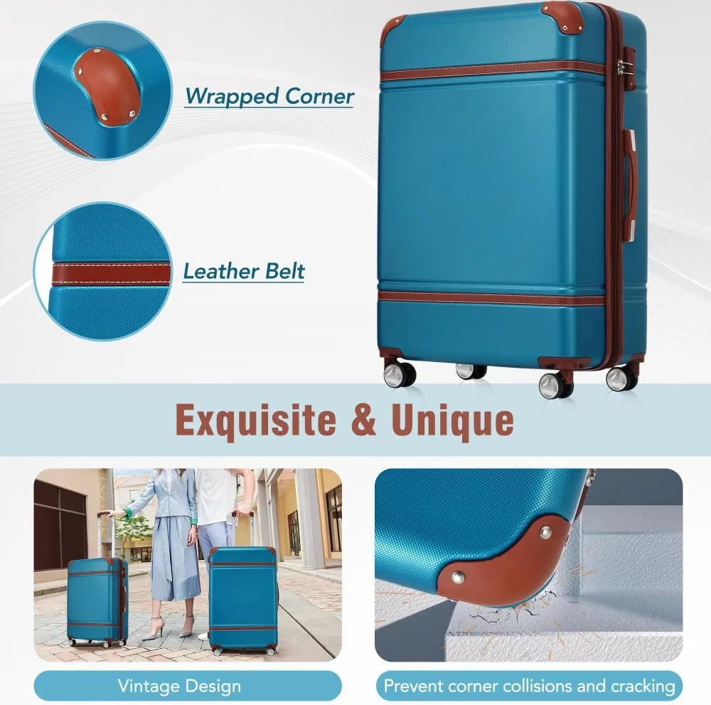 Hardshell Luggage Sets 4 Pieces 20" 24" 28" Luggages and Cosmetic Case Spinner Suitcase with TSA Lock Lightweight