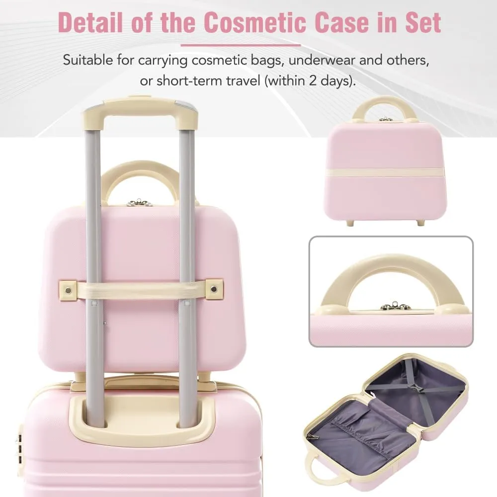 Hardshell Luggage Sets 4 Pieces 20" 24" 28" Luggages and Cosmetic Case Spinner Suitcase with TSA Lock Lightweight