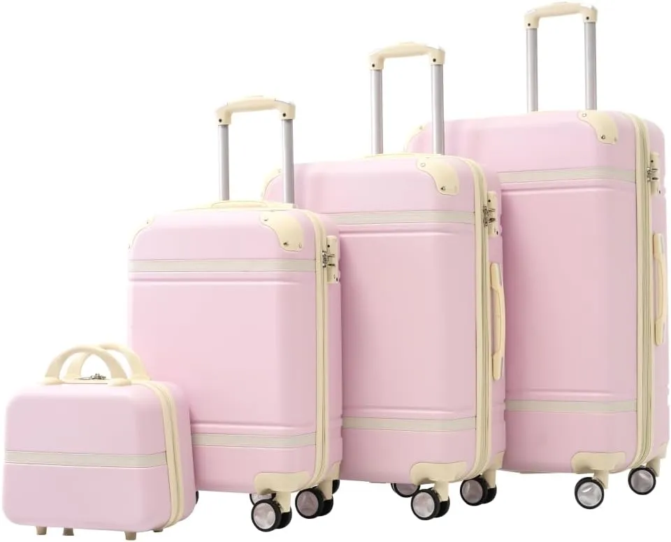 Hardshell Luggage Sets 4 Pieces 20" 24" 28" Luggages and Cosmetic Case Spinner Suitcase with TSA Lock Lightweight