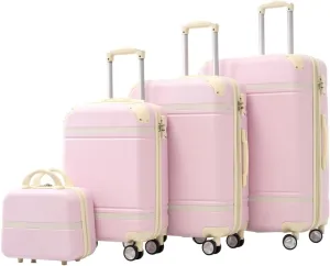 Hardshell Luggage Sets 4 Pieces 20" 24" 28" Luggages and Cosmetic Case Spinner Suitcase with TSA Lock Lightweight