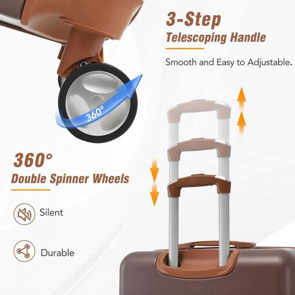 Hardshell Luggage Sets 4 Pieces 20" 24" 28" Luggages and Cosmetic Case Spinner Suitcase with TSA Lock Lightweight