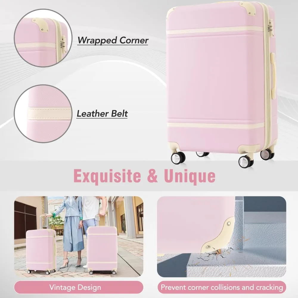 Hardshell Luggage Sets 4 Pieces 20" 24" 28" Luggages and Cosmetic Case Spinner Suitcase with TSA Lock Lightweight
