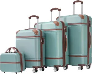 Hardshell Luggage Sets 4 Pieces 20" 24" 28" Luggages and Cosmetic Case Spinner Suitcase with TSA Lock Lightweight