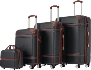 Hardshell Luggage Sets 4 Pieces 20" 24" 28" Luggages and Cosmetic Case Spinner Suitcase with TSA Lock Lightweight