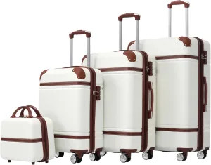 Hardshell Luggage Sets 4 Pieces 20" 24" 28" Luggages and Cosmetic Case Spinner Suitcase with TSA Lock Lightweight