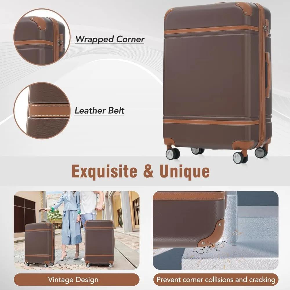 Hardshell Luggage Sets 4 Pieces 20" 24" 28" Luggages and Cosmetic Case Spinner Suitcase with TSA Lock Lightweight