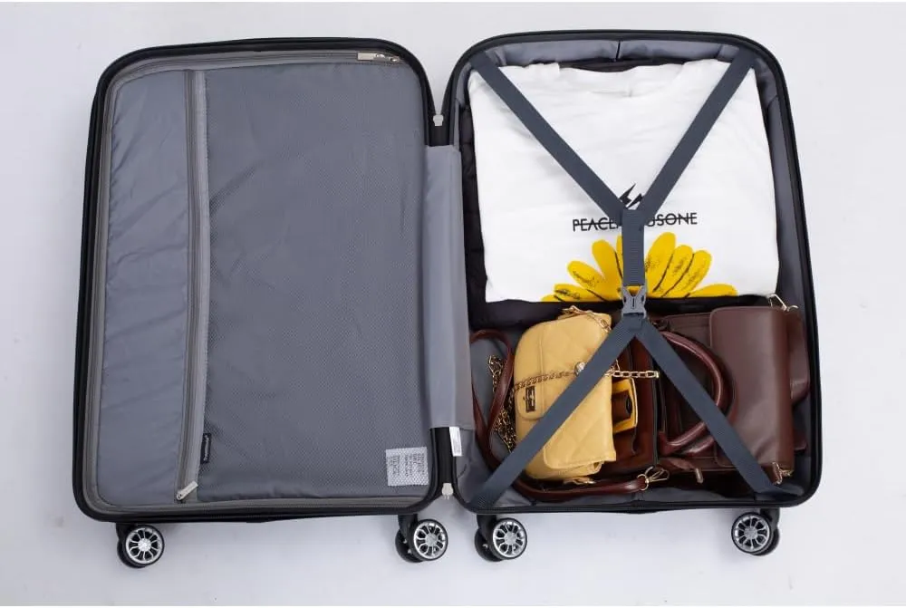Hardshell Suitcase Double Spinner Wheels PP Luggage Sets Lightweight Durable Suitcase with TSA Lock,3-Piece Set (20/24/28), Gray