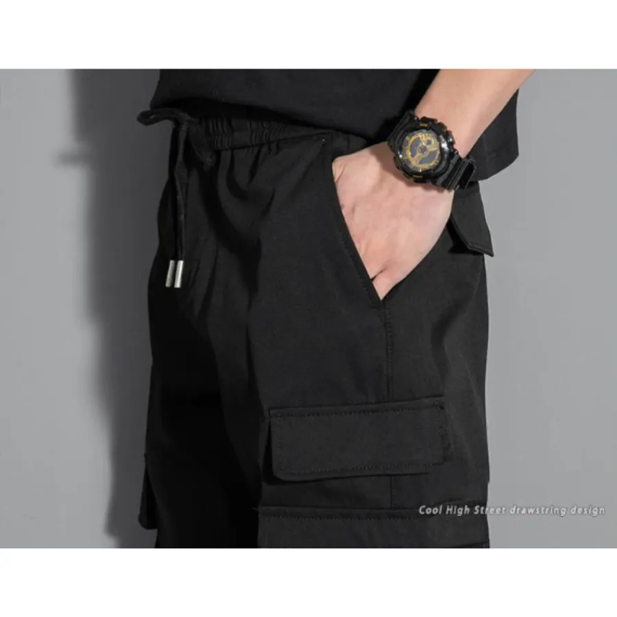 Herluxe - Cargo Broek Heren Multifunctionele Cargo Joggingbroek met Ritszakken