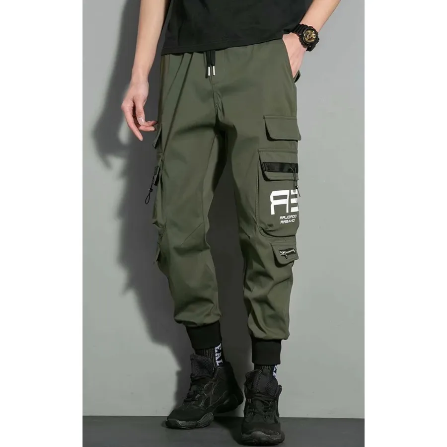Herluxe - Cargo Broek Heren Multifunctionele Cargo Joggingbroek met Ritszakken