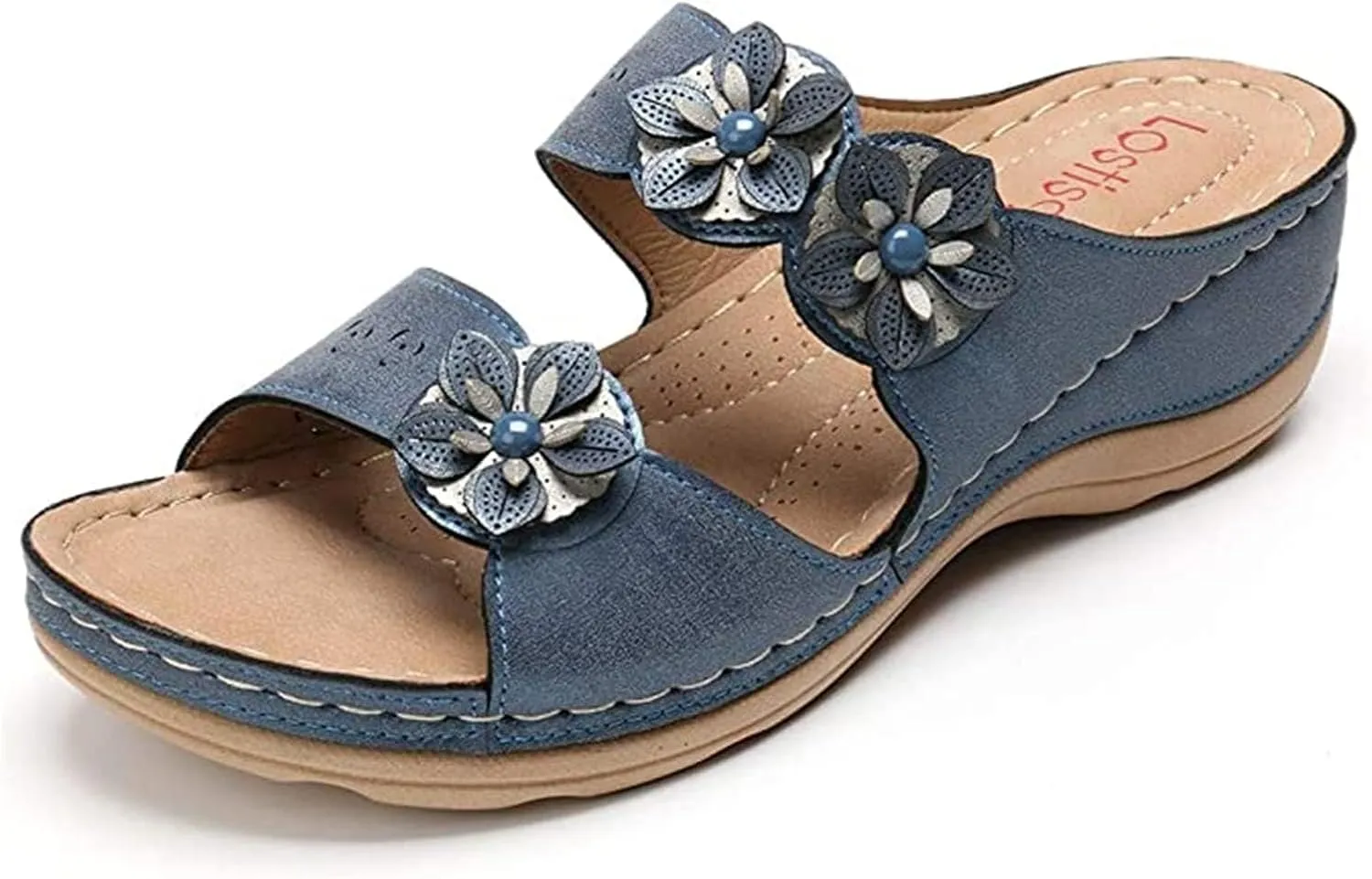 HINDOLA Women's Orthopedic Sandals Slip-on Open Toe Flatform Flip Flops Summer Walking Slippers with Arch Support Orthotic Sandals
