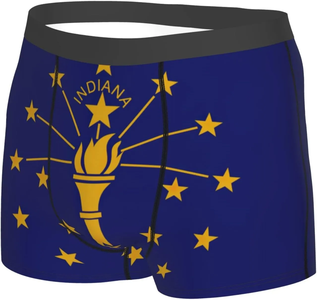Indiana State Flag Men's Boxer Briefs Cooling Breathable Sports Underwear,1-Pack