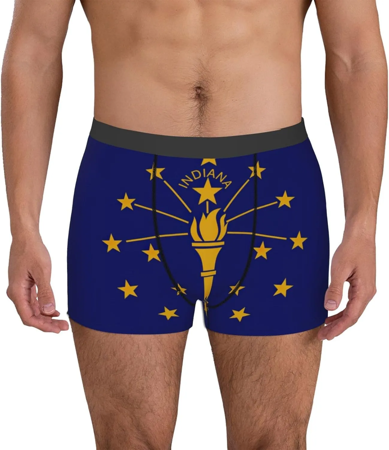 Indiana State Flag Men's Boxer Briefs Cooling Breathable Sports Underwear,1-Pack