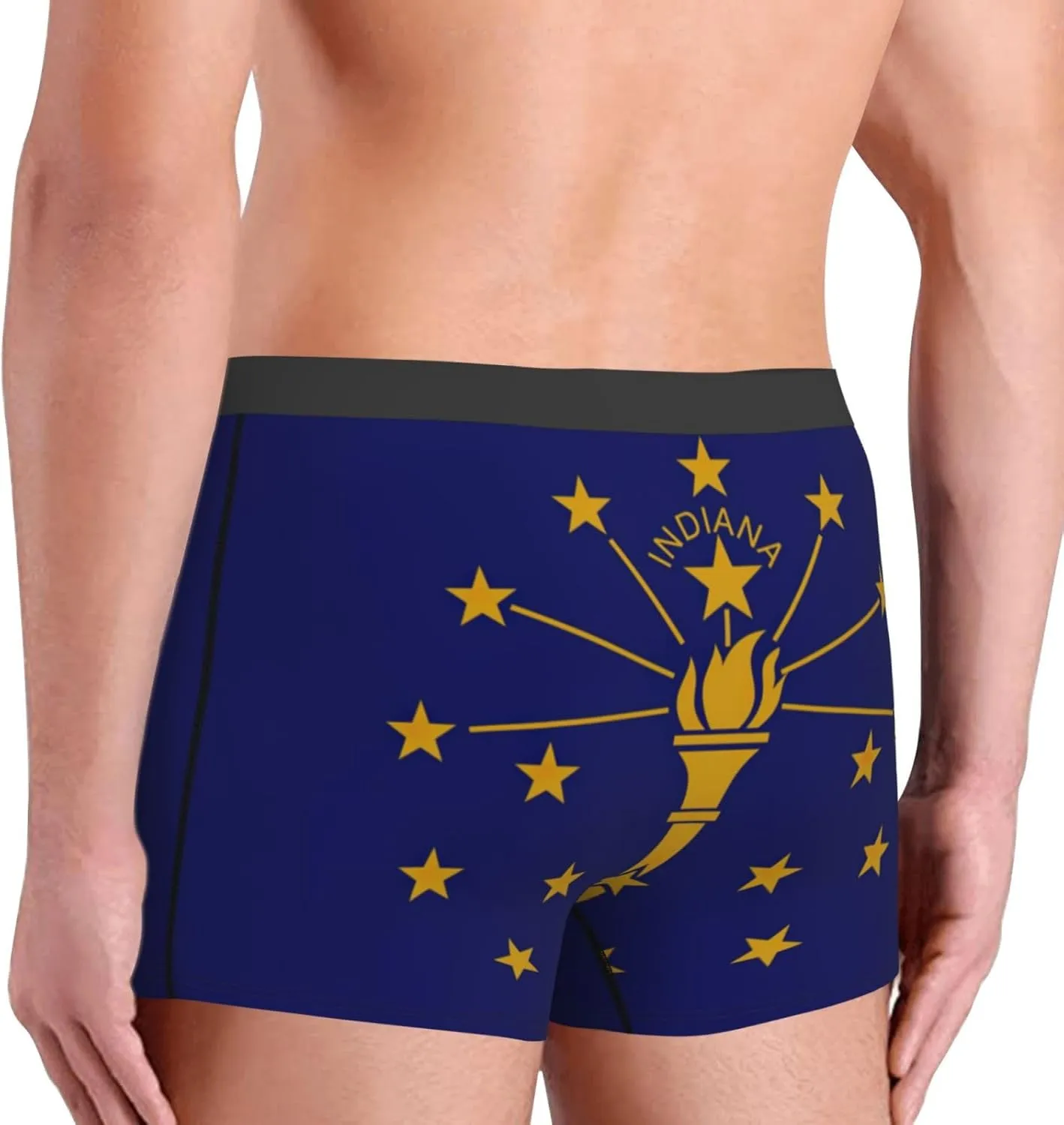 Indiana State Flag Men's Boxer Briefs Cooling Breathable Sports Underwear,1-Pack