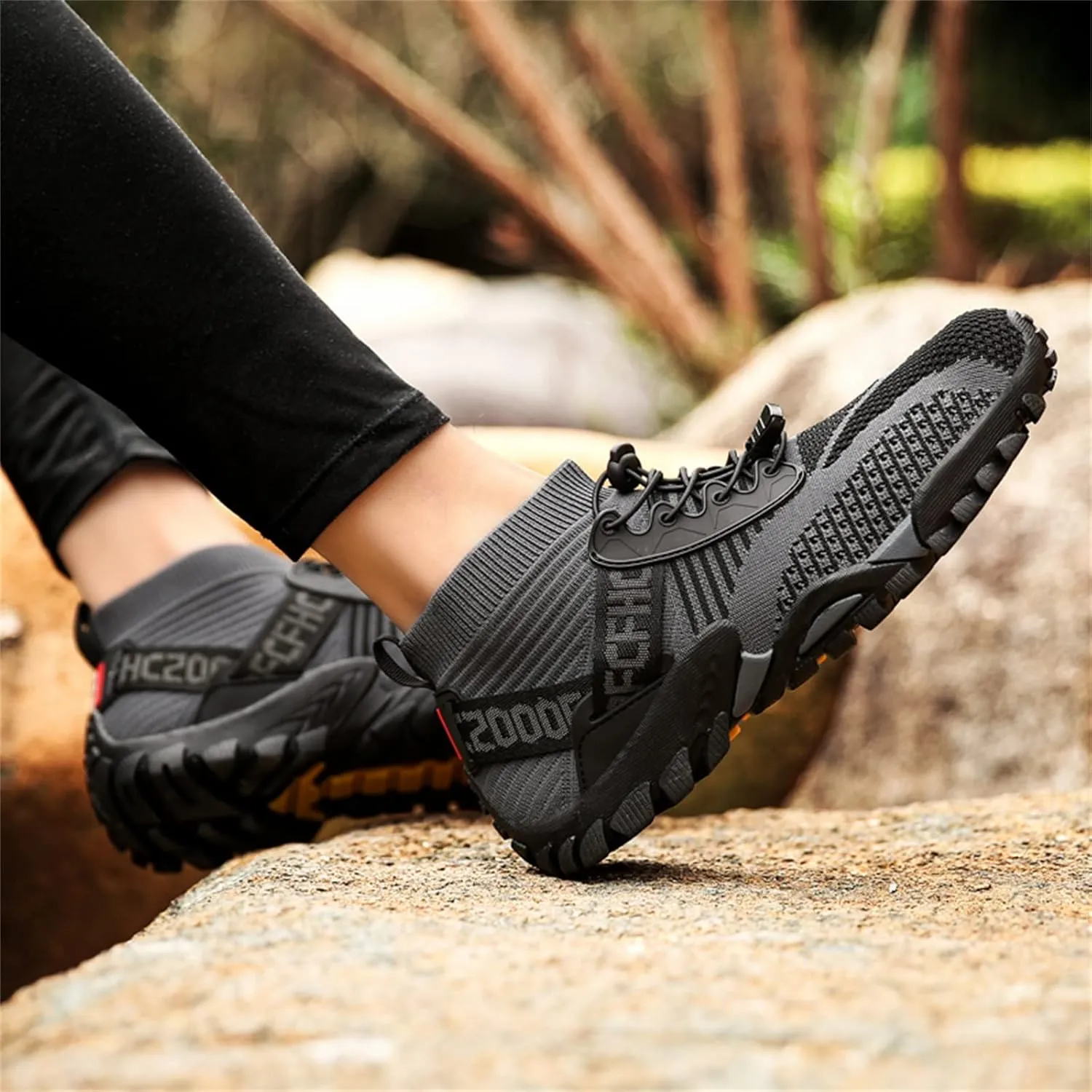JiuQing Men's Water Shoes Quick Dry Walking Shoes Slip-On Mesh Hiking Beach Aqua Sport Shoes