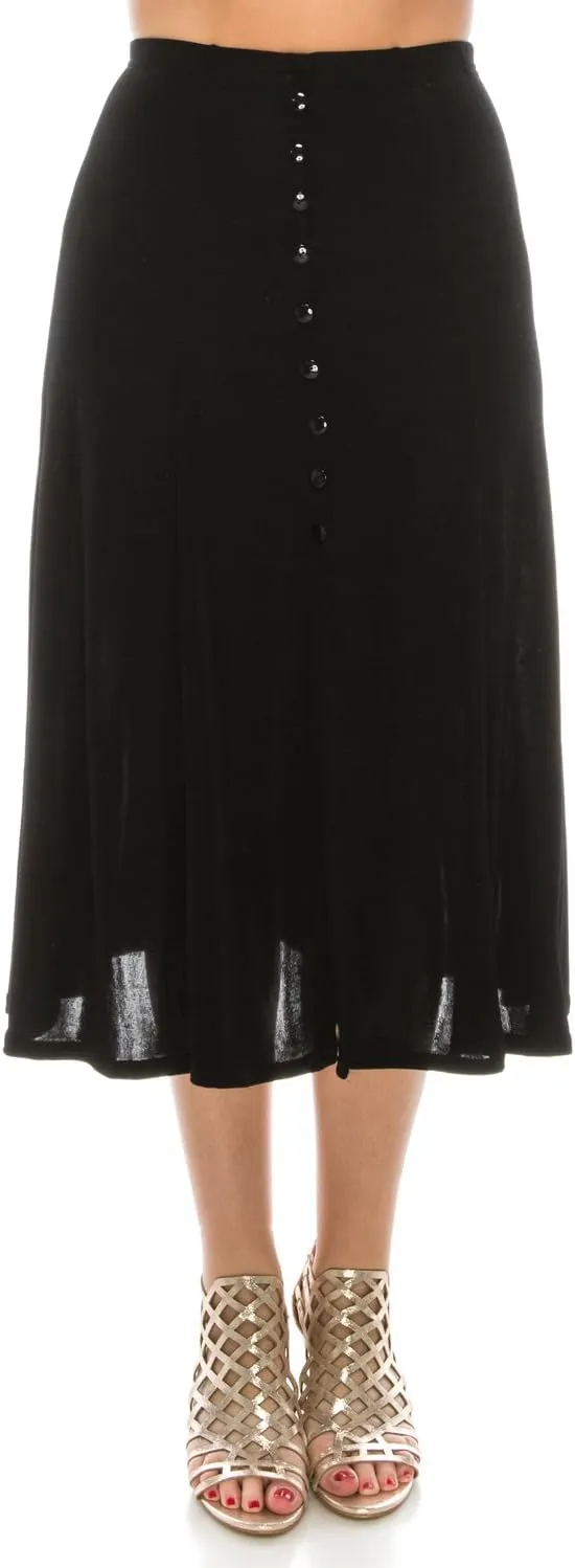 Jostar Women's Button Long Skirt - Elastic Waist Stretch Flowy Dress