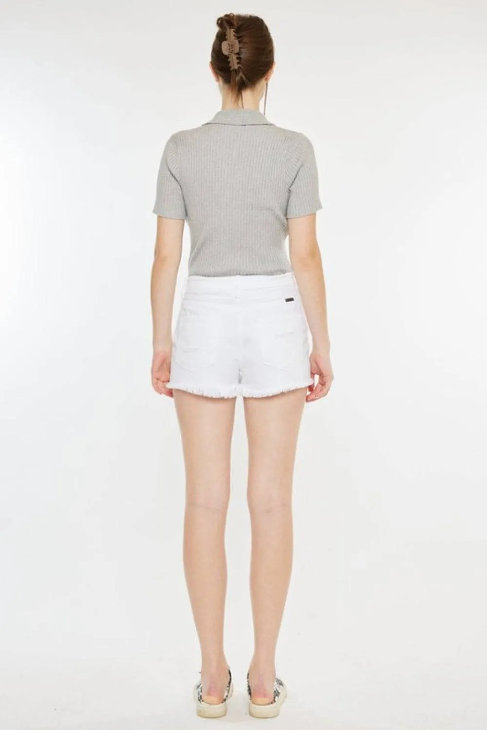 Kancan Raw Hem Distressed Denim Shorts