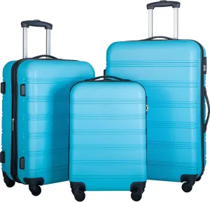 Kangmusi 3 Piece Luggage Sets Hardside Spinner Suitcase with TSA Lock 20" 24" 28" Available