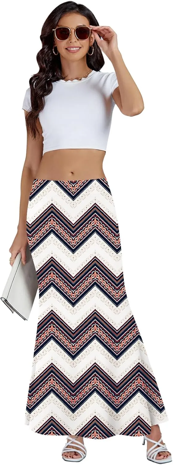 KIFOVEN Women's Casual Striped Print High Waist Maxi Long Pencil Skirt