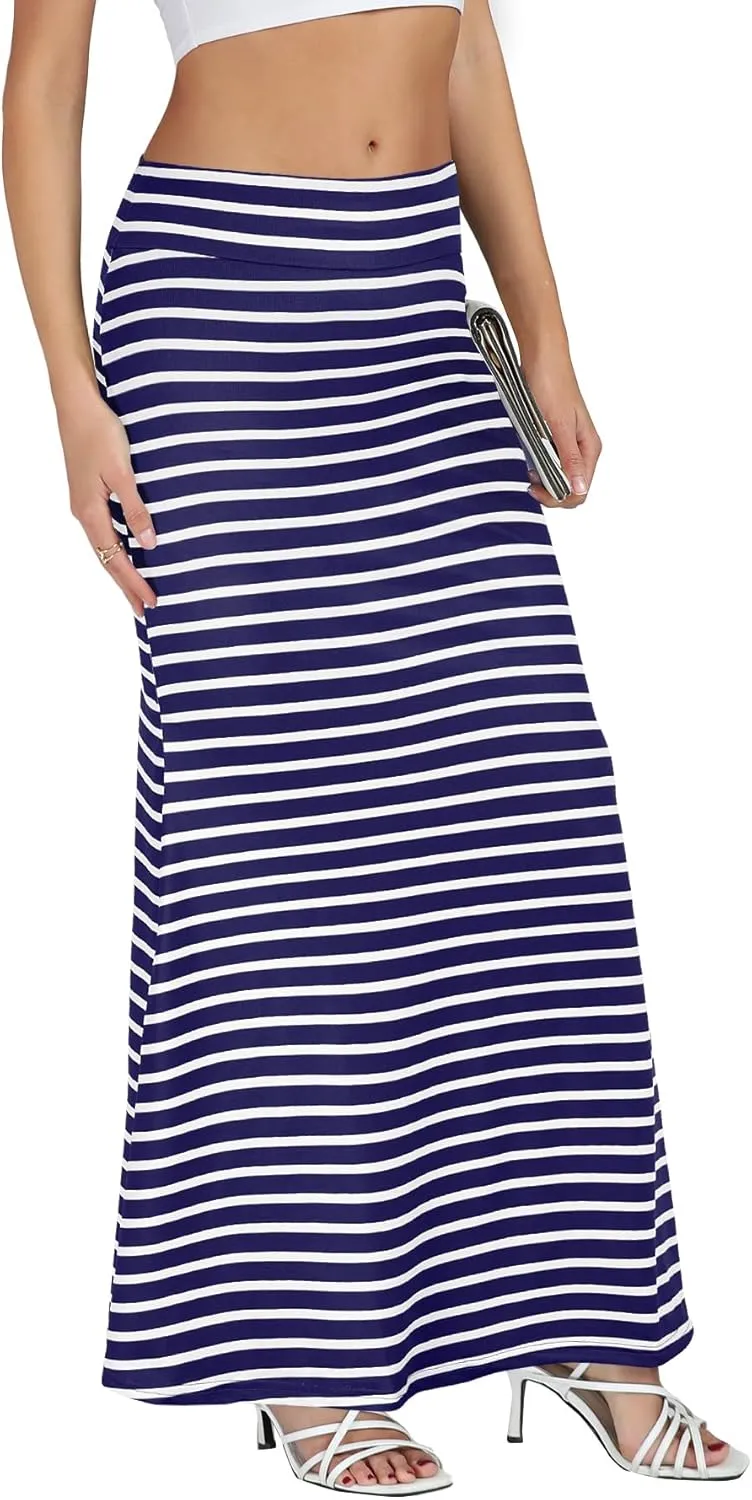 KIFOVEN Women's Casual Striped Print High Waist Maxi Long Pencil Skirt