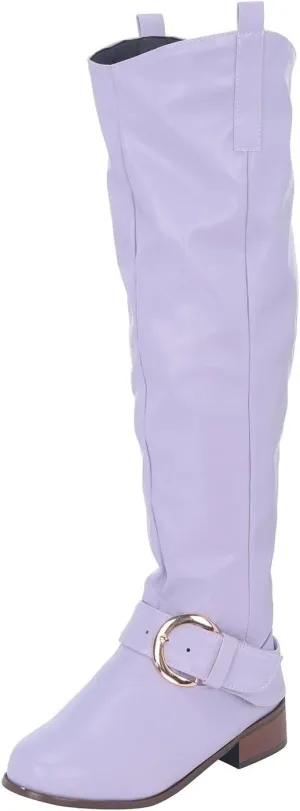 Knee High Boots Women Low Heel Winter Boots for Women 2024 Women's Roman Style Chunky Heel Buckle Boots Booties