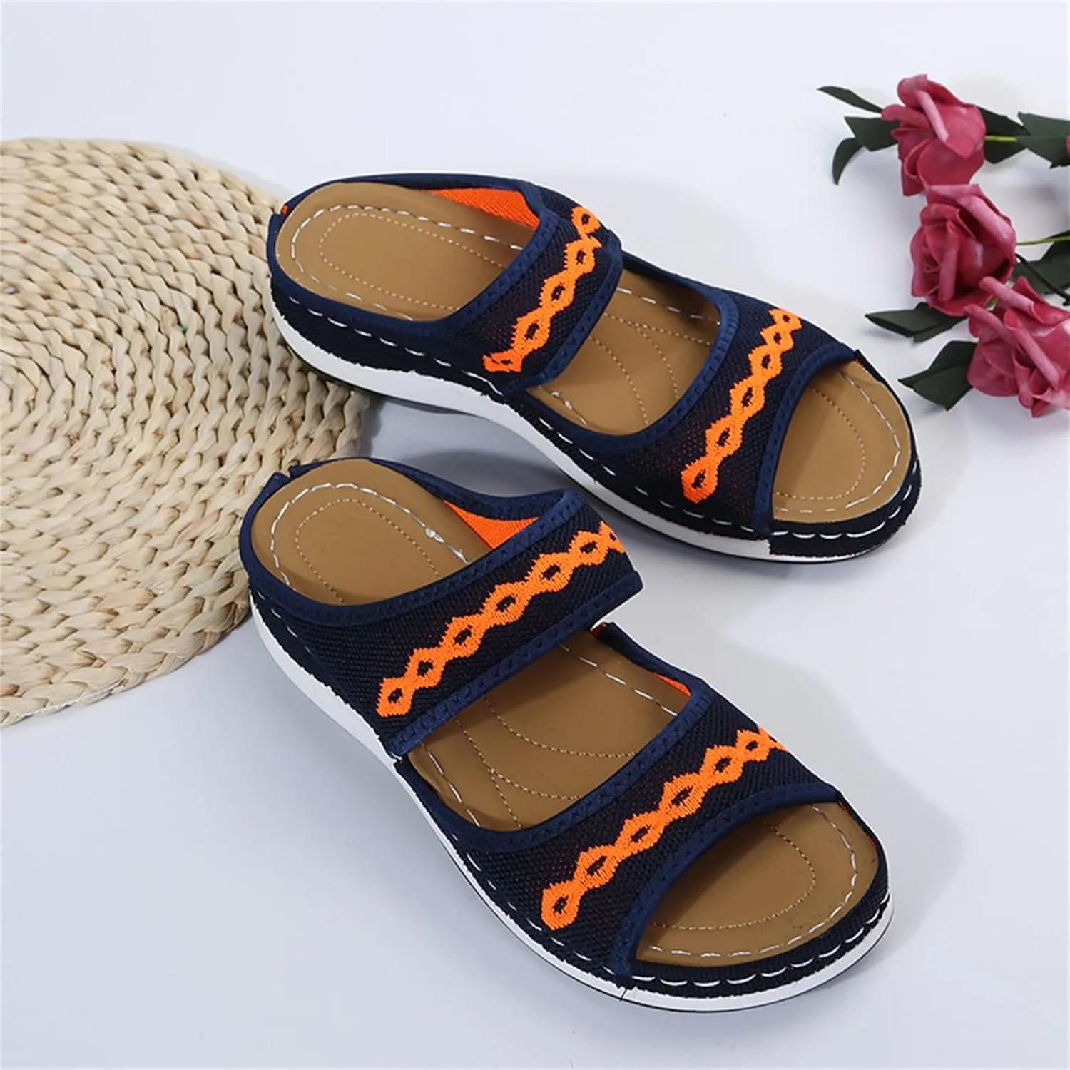 Ladmiple Fashion Sandals Women Dressy Summer Flat Orthotic Slides Comfortable Walking Orthopedic Flip Flops with Arch Support