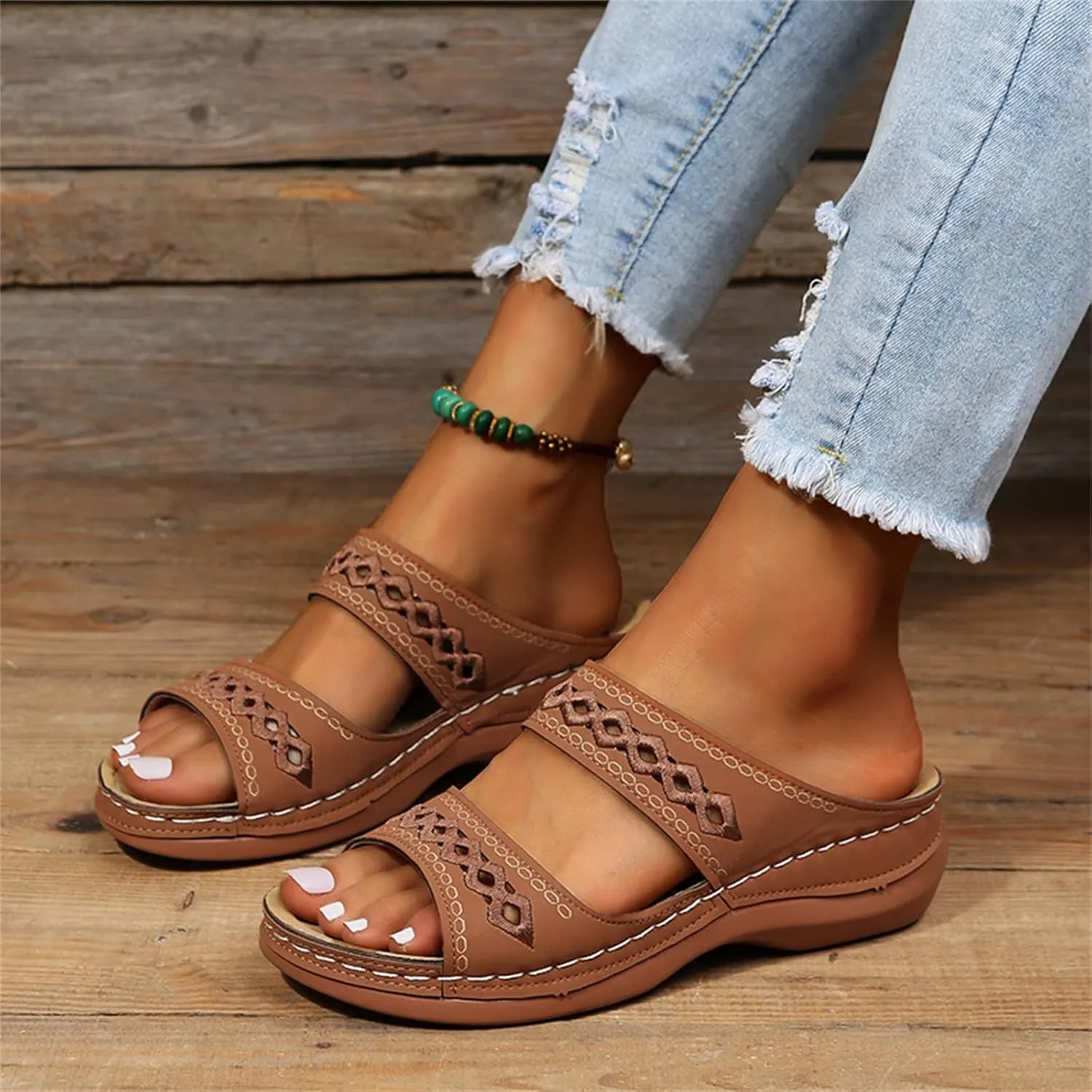 Ladmiple Orthopedic Sandals For Women Plantar Fasciitis Arch Heel Support Comfortable Orthotic Flip Flops Dressy Summer Slide