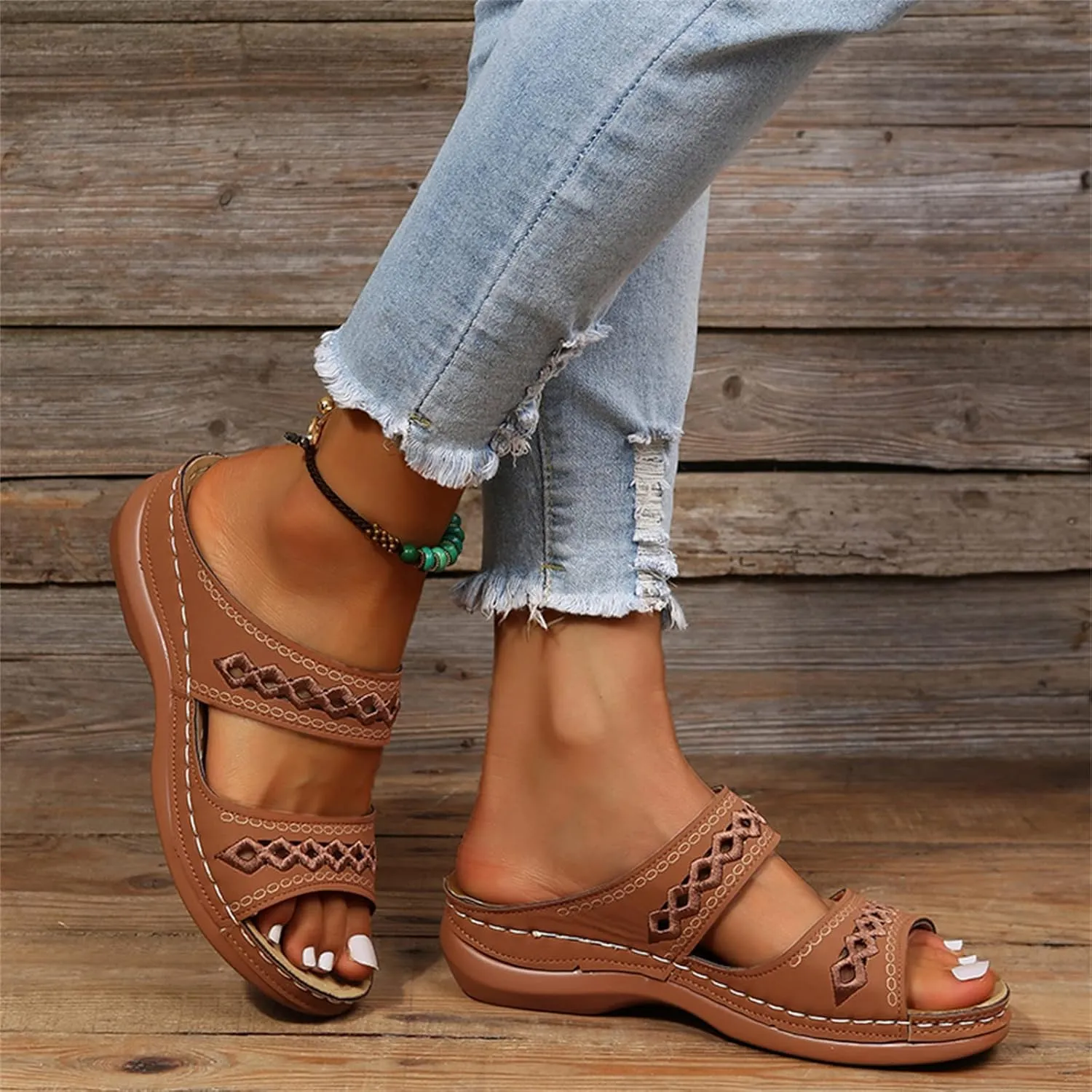 Ladmiple Orthopedic Sandals For Women Plantar Fasciitis Arch Heel Support Comfortable Orthotic Flip Flops Dressy Summer Slide