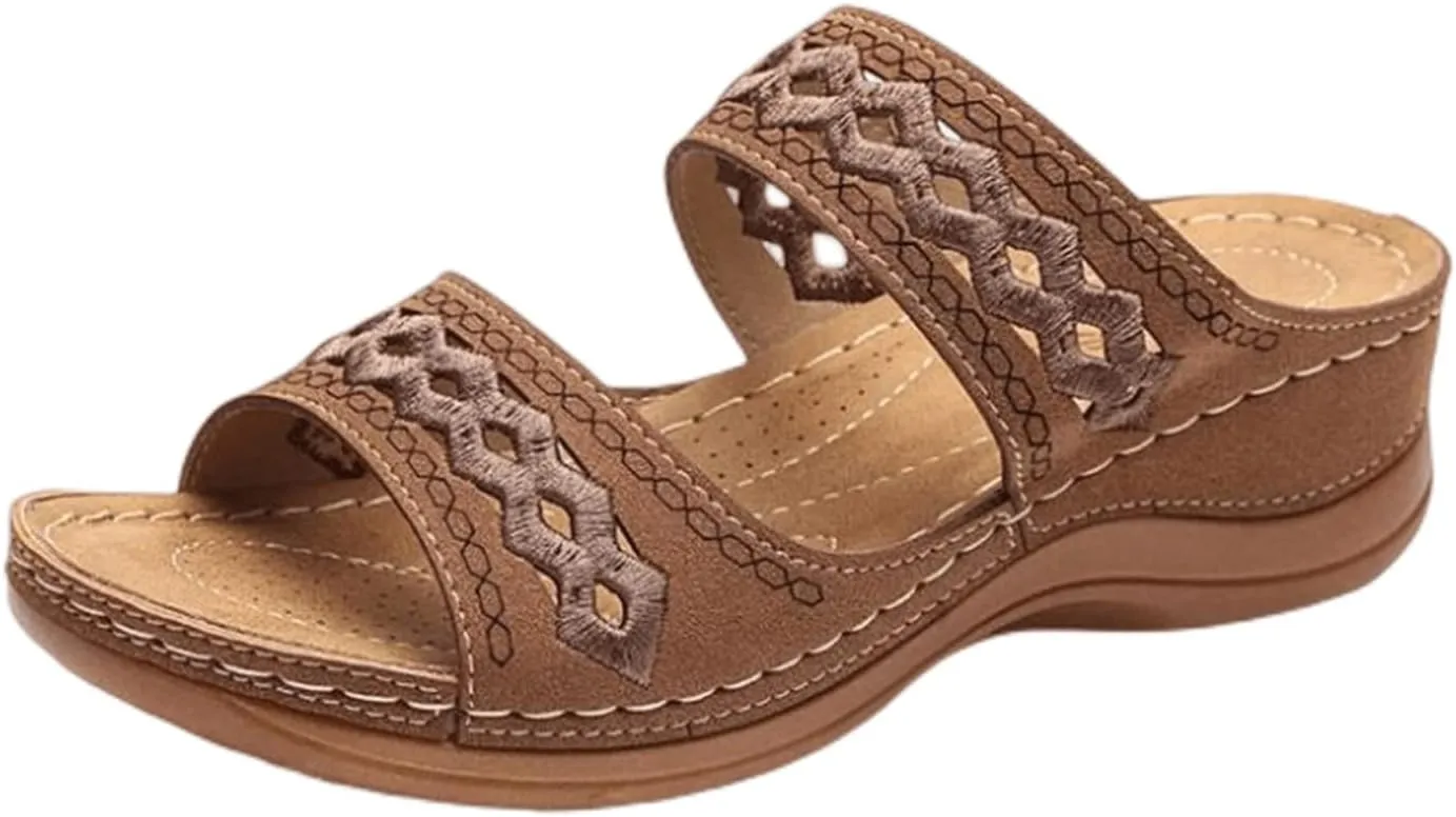 Ladmiple Orthopedic Sandals For Women Plantar Fasciitis Arch Heel Support Comfortable Orthotic Flip Flops Dressy Summer Slide
