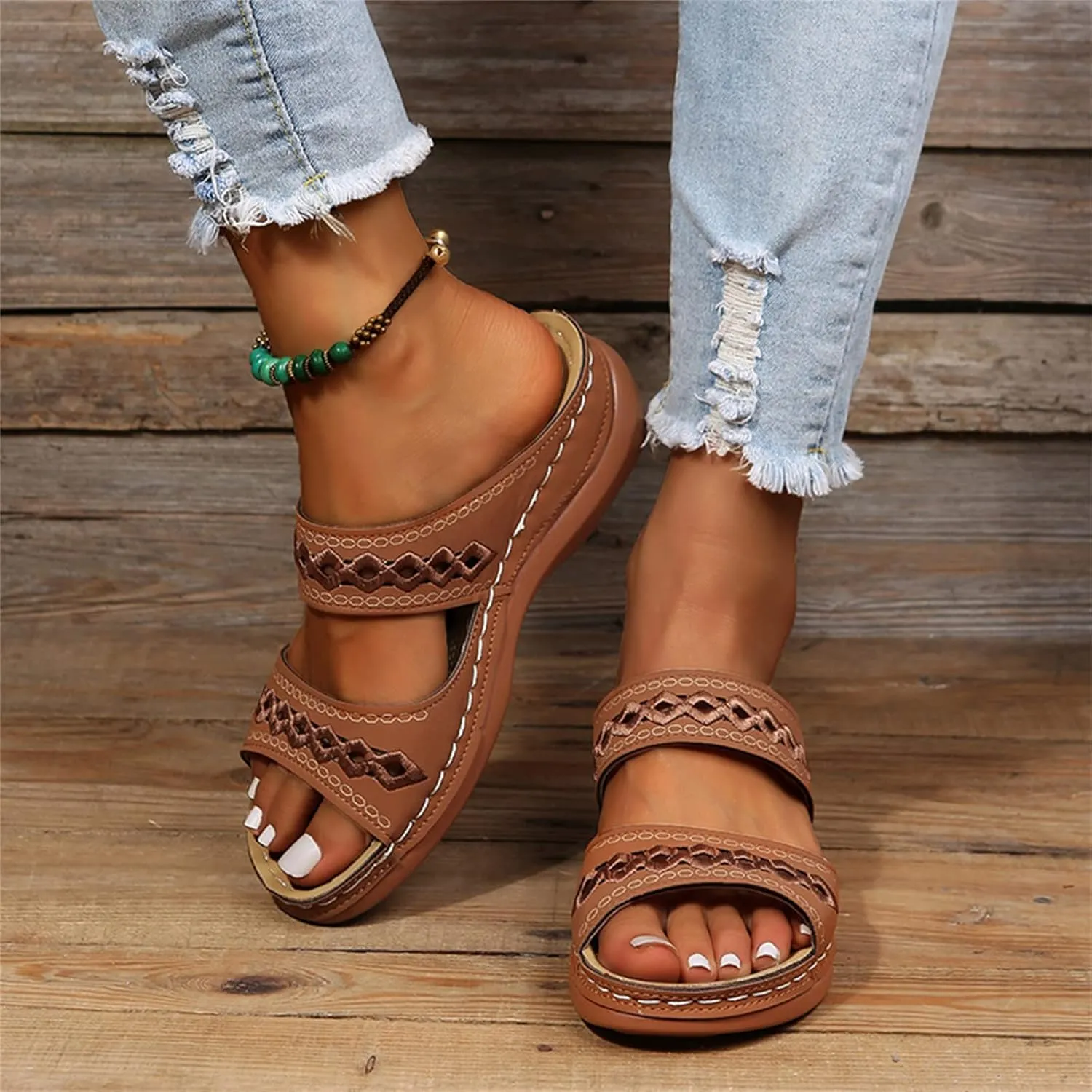 Ladmiple Orthopedic Sandals For Women Plantar Fasciitis Arch Heel Support Comfortable Orthotic Flip Flops Dressy Summer Slide