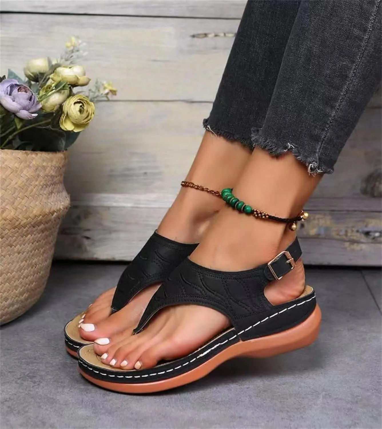 Ladmiple Orthotic Sandals For Women Plantar Fasciitis Arch Support Orthopedic Flip Flops Dressy Summer Comfortable Slides