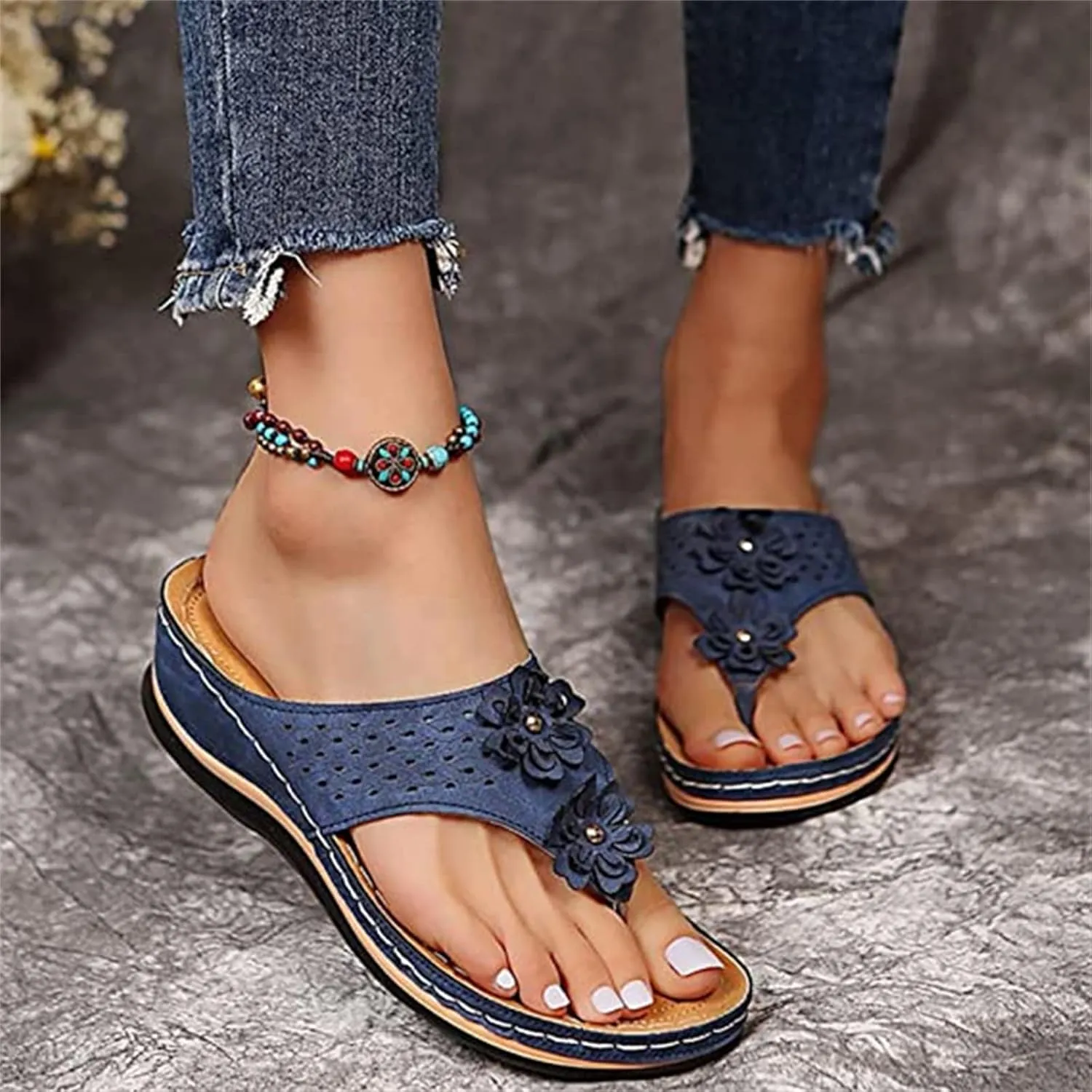Ladmiple Orthotic Sandals Women Plantar Fasciitis Arch Support Comfortable Orthopedic Flip Flops Dressy Summer Walking Slides