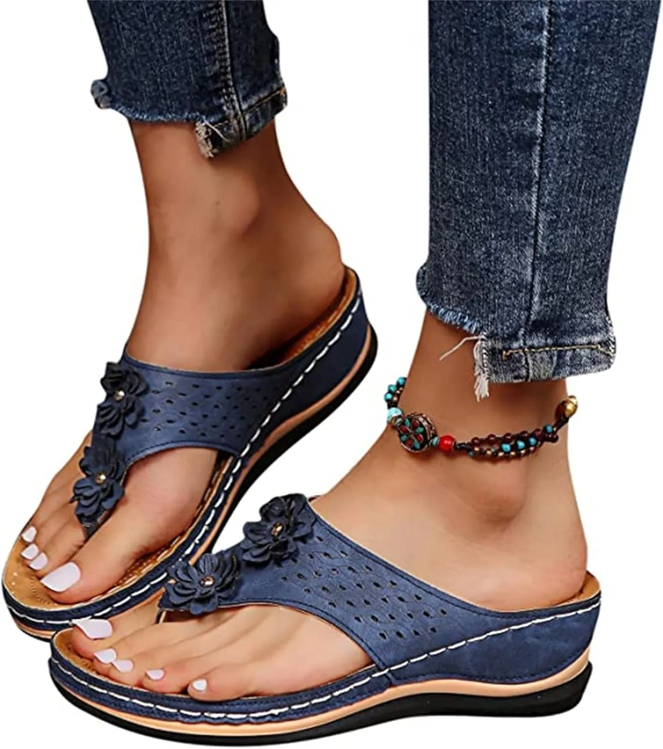 Ladmiple Orthotic Sandals Women Plantar Fasciitis Arch Support Comfortable Orthopedic Flip Flops Dressy Summer Walking Slides