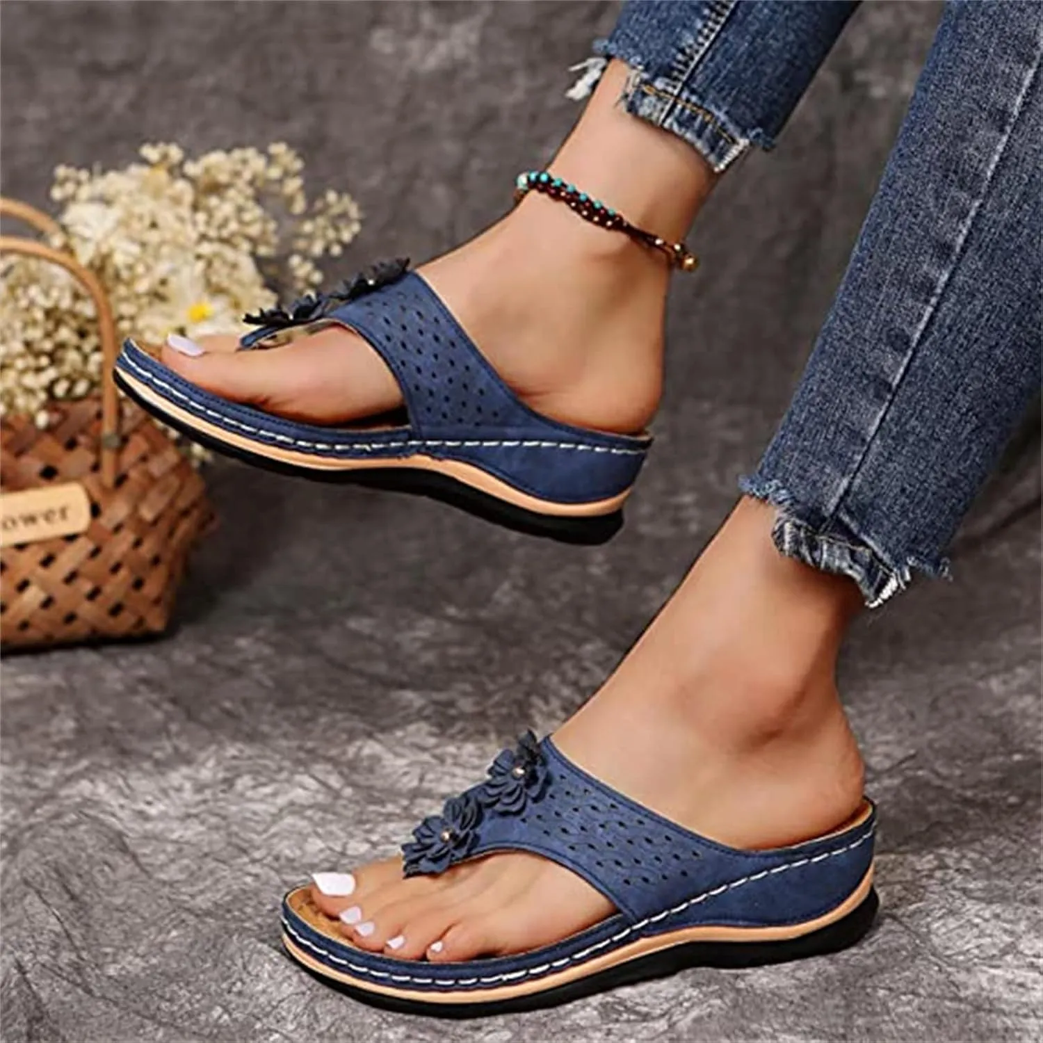 Ladmiple Orthotic Sandals Women Plantar Fasciitis Arch Support Comfortable Orthopedic Flip Flops Dressy Summer Walking Slides
