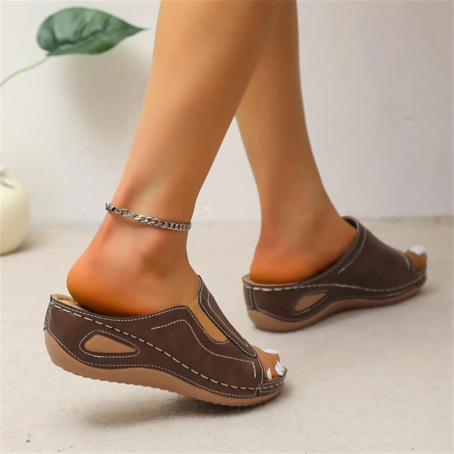 Ladmiple Orthotic Sandals Women Plantar Fasciitis Arch Support Orthopedic Slides Slippers Comfort Dressy Summer Flip Flops