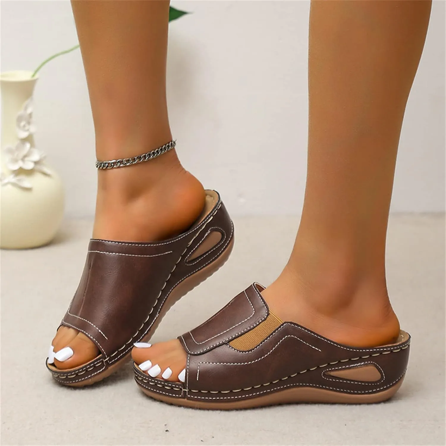 Ladmiple Orthotic Sandals Women Plantar Fasciitis Arch Support Orthopedic Slides Slippers Comfort Dressy Summer Flip Flops